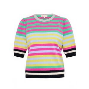 NEW MAISON COMMON women's short sleeve stripe pullover sweater in multi